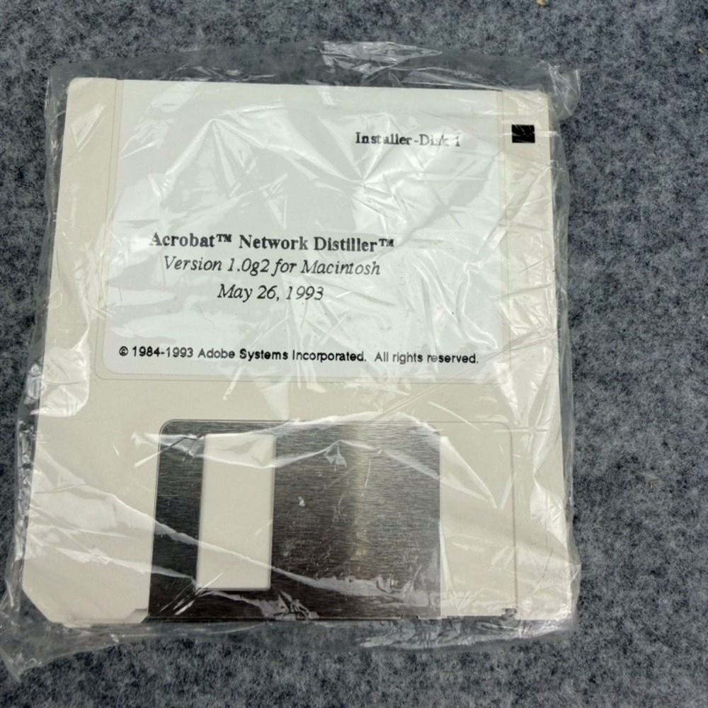 Adobe Acrobat Exchange 1.0g2 Macintosh 1993 5 Disk Set Network Distiller Sealed